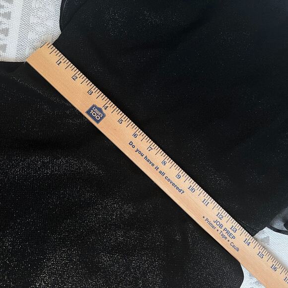 H Halston Black Gold Shimmer Ruffle Flutter Sleeve Dress Cocktail Party LBD 0 - Picture 12 of 14